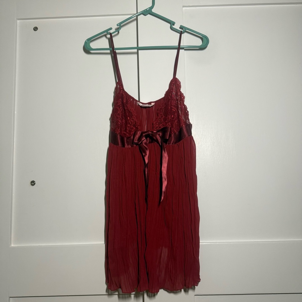 Vintage ‘03 Victoria’s Secret Y2K Pleated Sheer Lingerie Babydoll Dress Large
